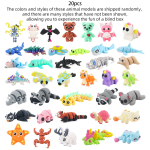 Mini looma komplekt, 3D-prinditud liigendatud painduv Fidget m&auml;nguasi v&auml;ikestele loomadele, armsad loomam&auml;nguasjad koju, kontorisse ja kaunistuseks S