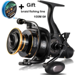 Spinningu p&uuml;&uuml;girull 6+1BB metallist pool, eesmine ja tagumine karpkalarull puidust nupuga p&uuml;&uuml;girull 5000