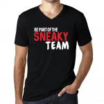 Meeste vintage T-s&auml;rk Graafiline T-s&auml;rk V-kaelusega Ole osa Sneaky Teamist S&uuml;gav must valge tekst S must