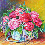 Teemantmaal Lillekivist ristpistes tikandid Lillemustriga Helmev&auml;rvimine Kristallmaal 30x30CM