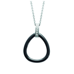 Les Tr&eacute;sors De Lily [K9379] - keraamiline must 'Sissi' terasest kaelakee - 33x23 mm must