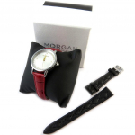 Morgan [N9870] - Coffret montre + bracelet 'Morgan' noir rouge argent&eacute; punane