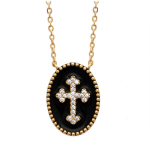 Les Tr&eacute;sors De Lily [Q8459] - kullatud kaelakee  Cross  must kuld - 45 cm 18x12 mm must