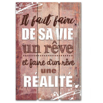 Les Tr&eacute;sors De Lily [Q5878] - Cadre bois 'Messages' marron (Il faut faire de sa vie un r&ecirc;ve et faire d'un r&ecirc;ve une r&eacute;alit&eacute;) - 60x40 cm&hellip; pruun