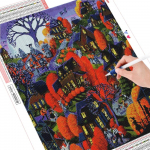 5D DIY Teemantmaali Maja Teemanttikandid Maastiku Mosaiik Halloweeni kaunistused Kodu k&auml;sit&ouml;&ouml;komplekti jaoks Full Round (20X30CM)