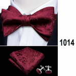 Barry.Wang meeste kikilips Tasku kandiline mansetin&ouml;&ouml;bid Punane siidist liblikas lips, pulmade komplekt LH-1034