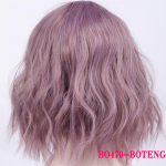 L&uuml;hikesed s&uuml;nteetilised Omberi blondid parukad Laineline Bob-parukas Air Bangsiga Naiste s&uuml;nteetiline lokkis pastelne Bob-parukas t&uuml;drukule V&auml;rviline Cosplay W 35CM