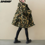 DIMANAF Naiste mantlid Uus Plus Size Talvine Uus Ka&scaron;miirist jakk Mantlid J&otilde;ulumustriline Prindi Parka Disain Soe flokeeriv &uuml;ler&otilde;ivad Oversize XXL roheline
