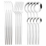 4Kvaliteetne valge kullaga s&ouml;&ouml;gin&otilde;ude komplekt roostevabast terasest lauan&otilde;ud nuga Kahvel kohvilusikas s&ouml;&ouml;giriistad Western Kiechen h&otilde;ben&otilde;ud h&otilde;be