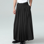 INCERUN Kevadmood Meeste K&otilde;rge v&ouml;&ouml;kohaga plisseeritud pikad p&uuml;ksid K&auml;rbitud laiad p&uuml;ksid Solid casual Maxi p&uuml;ksid Plus Size S must