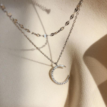 ANENJERY Moon Star Choker kaelakee naistele kahekihiline CZ peoehted kingitused S-N733 t&auml;ht