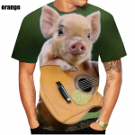 Populaarne uudisloomade sigade 3D-printimine T-s&auml;rk Funny Pig Casual suvine T-s&auml;rk XS-5XL L