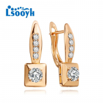 LSOOYH Clip K&otilde;rvar&otilde;ngad Roosa kullav&auml;rvi Moodne K&otilde;rvar&otilde;ngas Naistele Ruudukujulised Cubic Zirconia Stud K&otilde;rvar&otilde;ngad Ehted A