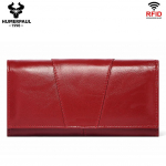 Ehtsast nahast naiste rahakott RFID-p&uuml;hkimisega mitme kaardiga mobiiltelefoni rahakott Disainer pikk Lallet &otilde;huke rahakott punane