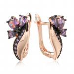 Moodne lille tekstuur musta servaga lilla tsirkooniga k&otilde;rvar&otilde;ngad naiste gooti ehted lilla