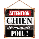 Les Tr&eacute;sors De Lily [R3541] &ndash; metallist tahvel &bdquo;Ettevaatust halva karva koeraga!  - 20x20 cm must