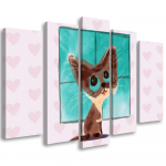 Viieosalise pildiga l&otilde;uenditr&uuml;kk V&auml;ike kass 100x70 roosa