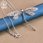 925 naelsterlingist h&otilde;bedast, suure Dragonfly ripatsiga kaelakee ehted 45cm
