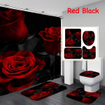 4 stiili Red Rose du&scaron;ikardina vannitoakomplekt Yst&auml;v&auml;np&auml;iv&auml; seeria muster veekindel vannitoamatid Vaibad WC kaane katte komplekt