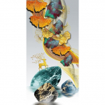 Kuldsed h&otilde;lmikpuu plakatid Abstraktsed sissep&auml;&auml;sumaalid Lehtede hirvede l&otilde;uenditr&uuml;kid Seinakunstipildid elutoa jaoks Moodne kodukaunistus 20cm&times;40cm NoFrame