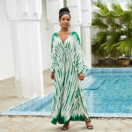 EDOLYNSA naiste suures suuruses Kaftani kleit tuunika pikk maxi kimono Caftan roheline triibuline kleit &ouml;&ouml;s&auml;rk Rannapeo vabaaja kleit Q1523 One size roheline