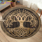 Elupuu Yggdrasil ruunimustriga &uuml;mmargune vaip Elupuu vikerkaaretr&uuml;kiga vaip Elutoa &uuml;mmargune matt Vikingi &uuml;mmargune vaip 120cm