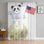 Moon Night Sky Panda Star &scaron;ifoonist l&auml;bipaistvad kardinad elutuppa magamistoa kodukaunistusteks akna Voiles t&uuml;llkardin 1 PCS W100XH250cm