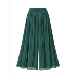 Naiste Valged Pahkluuni Pikkusega Sifonist Plisseeritud P&uuml;ksid Elastse K&otilde;rge V&ouml;&ouml;kohaga Laiad S&auml;&auml;rtega T&uuml;llseelik P&uuml;ksid Pantalones Naiste Elegantsed P&uuml;ksid Uued 4XL punane