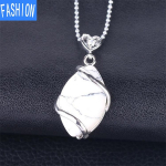 Retro &otilde;&otilde;nsa mustriga kahepoolne ripats puhtast vasest aksessuaarid Peen mood hobusesilma kaelakee white turquoise