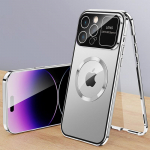 Luksuslik alumiiniumist metallist magnetiline taskukohver iPhone 16 15 14 13 12 Pro Max Plus suurest klaasist objektiivikaitsega juhtmevaba laadimiskaas For iPhone 12