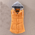 Naiste vest soe varrukateta jakk Puuvillane massiivne kapuutsiga vest &uuml;ler&otilde;ivaste jaoks M kollane