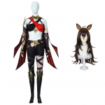 Dehya Cosplay Cosplay kost&uuml;&uuml;m Dehya parukas Seksikas naiste vormiriietus Halloweeni karnevalipeo komplekt t&auml;iskomplekt L-(Suit+Wig)