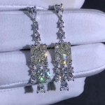 925 Sterling Silver 3x purustatud j&auml;&auml; smaragdl&otilde;ikega 12 kate Vvs kollane teemant safiir s&uuml;nteetiline moissaniit k&otilde;rvar&otilde;ngad kingitused gray