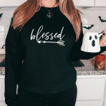 Blessed Love Arrows Naiste pikkade varrukatega dressipluusid Kausaalsed lahtised t&auml;navariided O kaelaga kapuutsid Inspireerivad naister&otilde;ivaste topid S must