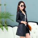 Nahkjakk Naiste Must Vein Punane L-5XL S&uuml;gis Uus Korea mood Pikad &Otilde;hukesed Kunstnahast Mantlid Naiselik L