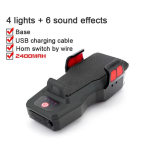 4-&uuml;hes jalgratta tugeva valguse esitulede komplekt koos sarvega mobiiltelefonihoidjaga jalgratta MTB Light 909 jaoks 2400ma must