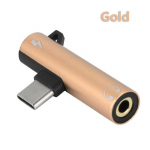 2-in 1 t&uuml;&uuml;pi c 3,5 mm aux adapter USB C kuni 3,5 mm AUX k&otilde;rvaklappide adapter Xiaomi mi 9 8 6 Type-C 3,5 pistikuga k&otilde;rvaklappide heliadapter Length <=0.5m kuld