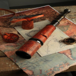 81,28 cm laevakapteni messingist k&auml;sitsi valmistatud teleskoop luureklaasist nahast korpusega.