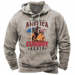 Vintage meeste kapuuts Kauboi mustriga &uuml;lisuur meeste r&otilde;ivad vabaaja topid Meeste dressipluus Meeste klassikaline kapuuts XL