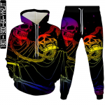 Holloween Punk Stiilis Hip Hop Skull 3D Prinditud Meeste Spordidress Hoodiga dressipluus + P&uuml;ksid 2tk Komplektid Naiste Peoriided Suures suuruses S-6XL XXXL