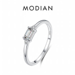 MODIAN Minimalism 925 Sterling H&otilde;be s&auml;delev smaragdl&otilde;ikega tsirkooniumoksiidist s&otilde;rmes&otilde;rmused naistele pulmakihlus ehted 5 h&otilde;be