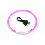 Led-koera kaelarihm helendav USB-kassi koera kaelarihm 3 režiimi LED-valgus helendava kadumise v&auml;ltimise LED-kaelarihm koertele Lemmikloomakoerte tarvikud 35CM roosa