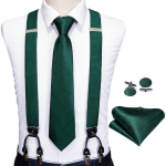 Fashion 6 Clip Meeste lipsuhoidjad 3,5 cm Reguleeritava laiusega elastne rihm Punased traksid Suspender Siidist lipsukomplekt BJ-2028,N-5317