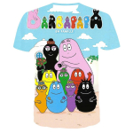 Laste suvine multifilm Barbapapa 3D Prindiga l&uuml;hikeste varrukatega T-s&auml;rgid Tublid t&uuml;drukud vabaaja hingavad T-s&auml;rgid Laste ilusad riided 100