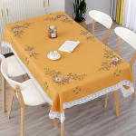 Tikitud ruuduline oranž riie kunsti laudlina pastoraalne tee laudlina lilletolm - ristk&uuml;likukujuline r&auml;tik 60x60cm