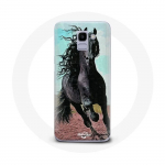 &Uuml;mbris Samsung Galaxy A6 2018 Black Friesian Horse jaoks