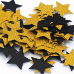 100 tk / pakk Glitter Star Confetti 3 cm paberist k&auml;sitsi piserdatava litriga pulmadeks j&otilde;uludeks uusaasta peo l&otilde;pulaua hajutav DIY sisekujundus kuld/must