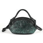Johnature Retro k&auml;sitsi maalitud ehtsast nahast reljeefne naiste kott Mitmek&uuml;lgsed veisenahast &otilde;lakottid roheline