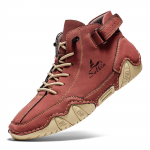 K&auml;sitsi &otilde;mmeldud l&otilde;hestatud nahast kingad Meeste jalavarjud Mugavad poolsaapad Meestele Vabaajajalatsid Mokassiinid Meeste jalan&otilde;ud 48 punane