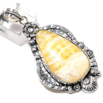 Natural Yellow Aventurine Gemstone 925 Sterling Silver Pendant 2.64 g1h27